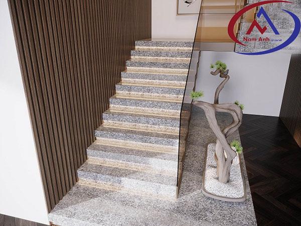 Cầu thang đá granite trắng tinh khôi và sang trọng