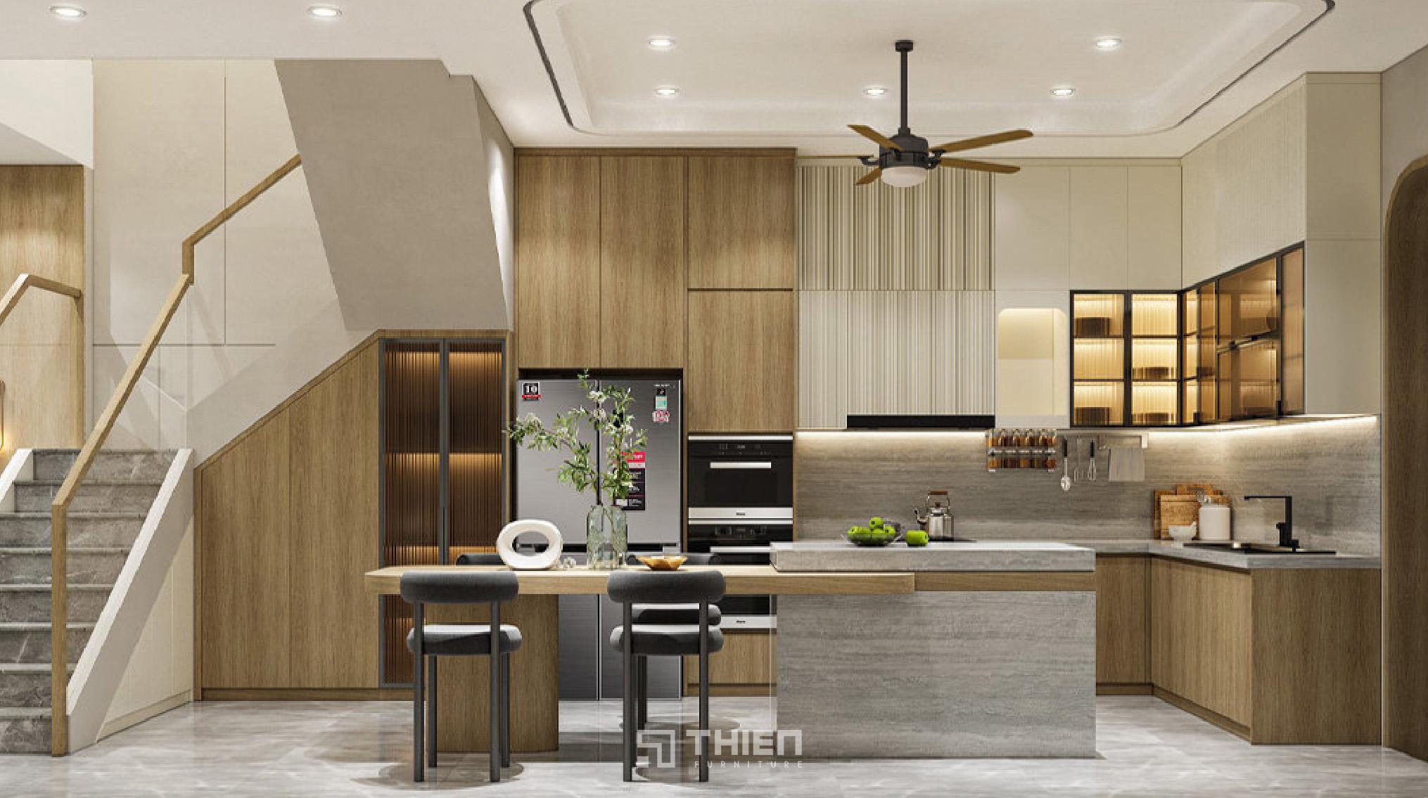 Mặt bếp đá granite trắng sang trọng và tiện dụng