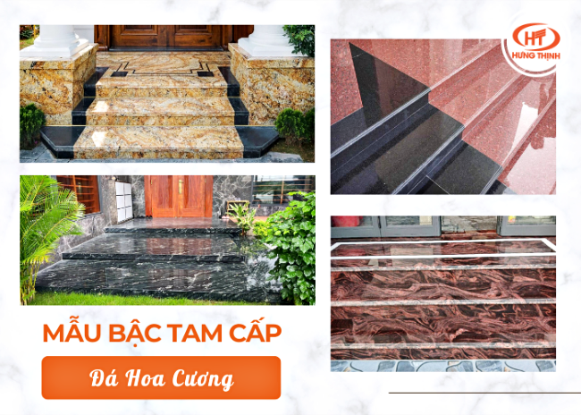 Mẫu đá lát bậc tam cấp granite kim sa đen sang trọng, bền bỉ