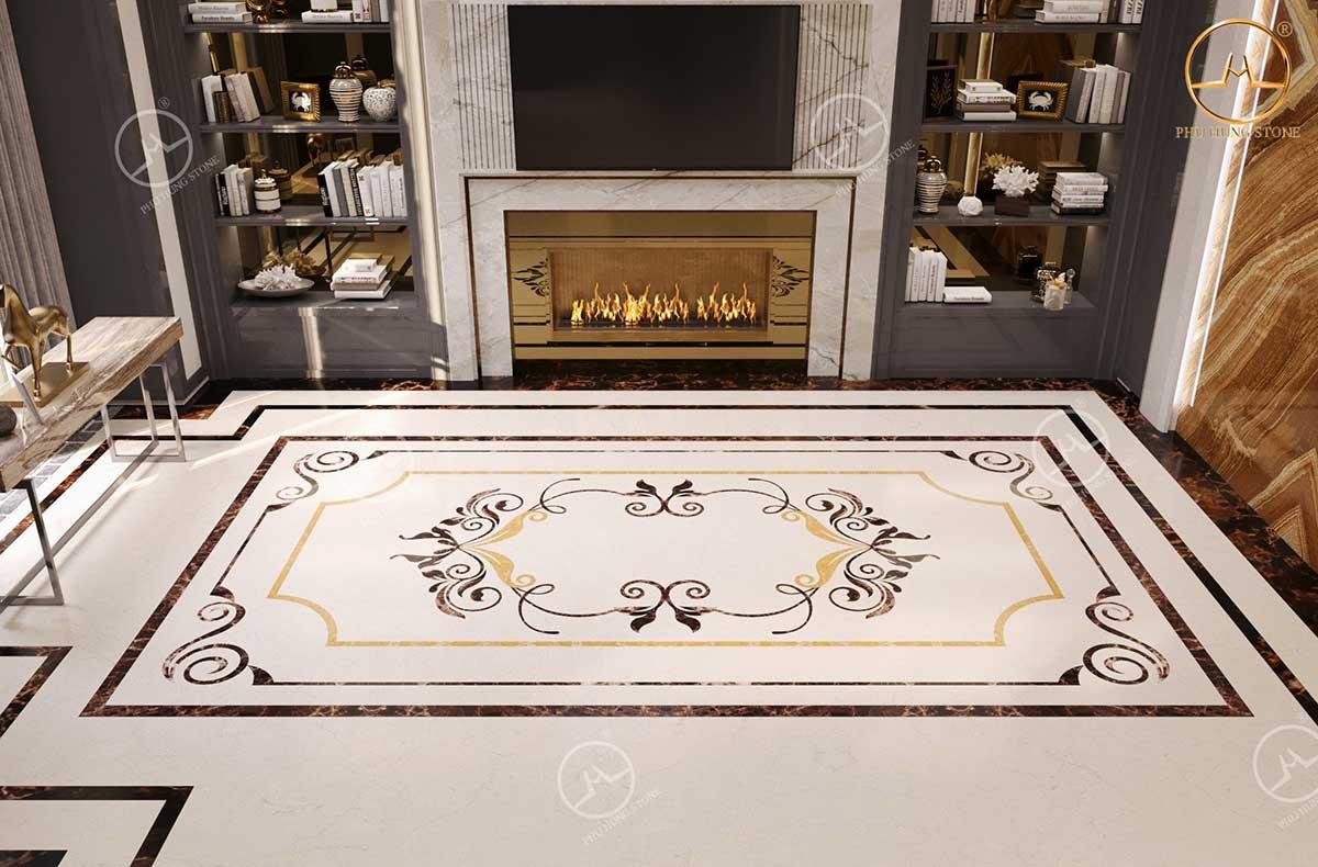Đá marble màu xám sang trọng lát sàn nhà