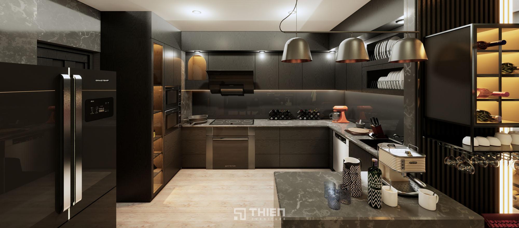 Mặt bếp đá xanh granite tự nhiên mang đến vẻ đẹp sang trọng và tiện dụng